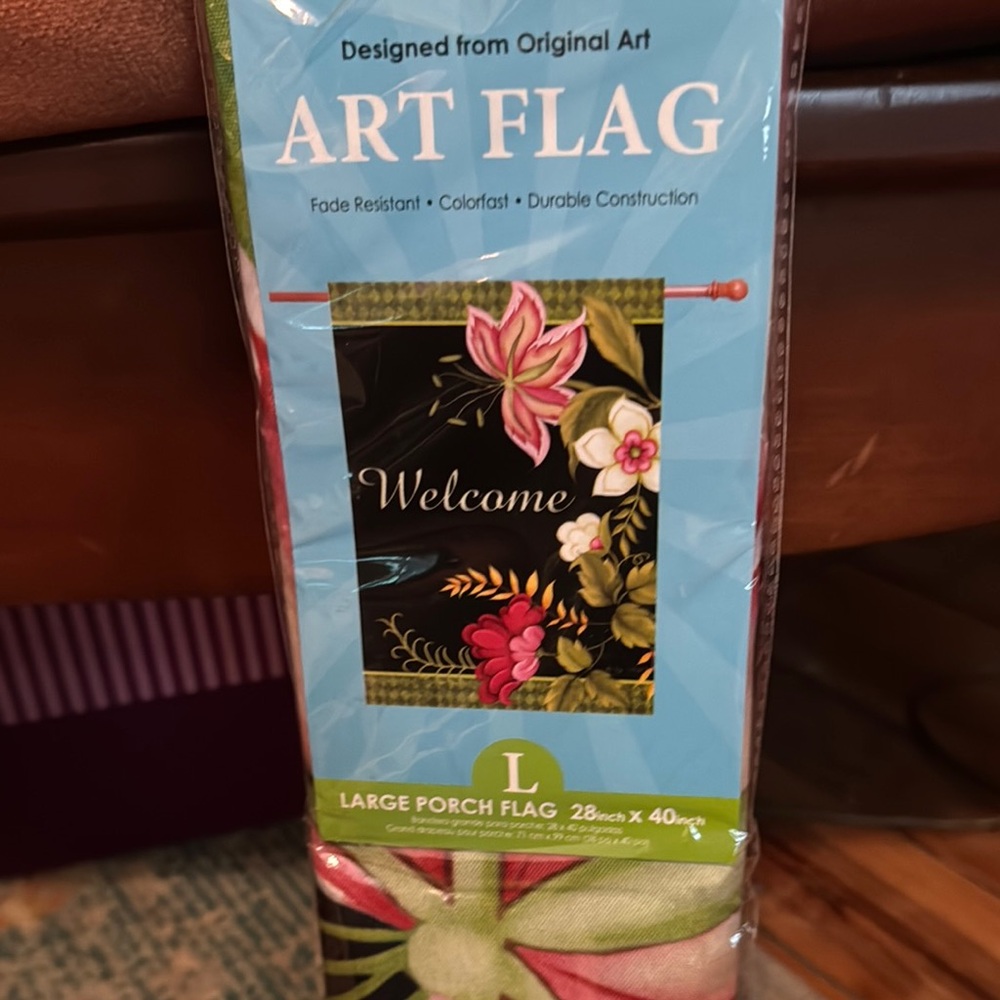 🌸🍄🌟Welcome Art Flag with Floral Design